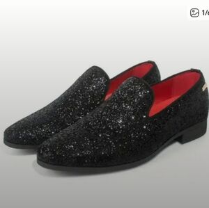 Uubaris men’s size 10.5 sparkly loafer for suit or tuxedo black
